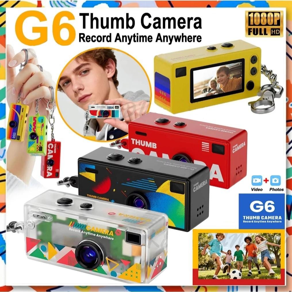 G6 MINI Retro Thumb พวงกุญแจกล้อง 1080P HD 0.96' นิ้วกล้องวิดีโอดิจิตอลไฟฉายรองรับ TF Card