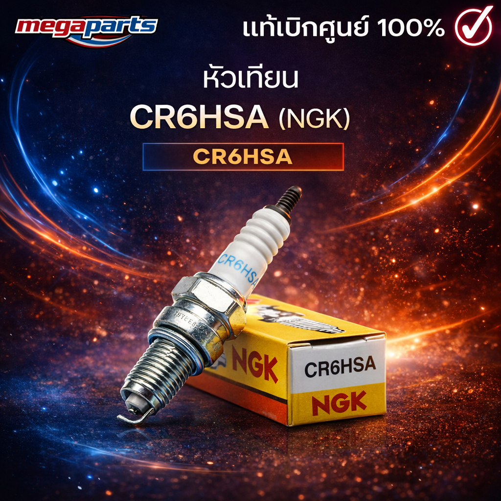 หัวเทียน CR6HSA (NGK) KSR 110 / Z125 / GD / SHOGUN 125I / FILANO / MIO 115I / QBIX (Megaparts Store)