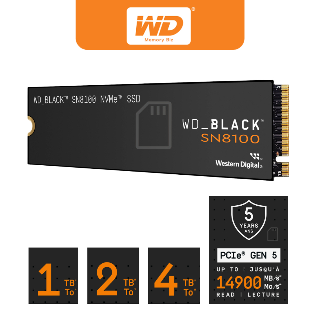 WD_BLACK SN8100 NVMe SSD - 4TB , 2TB , 1TB Speed 14,900 MB/s PCIe 2280 GEN 5 for GAME ประกัน 5ปี