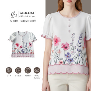 Glucoat | [A189] เสื้อแขนสม็อคปักขอบหยัก พิมพ์ลายดอกไม้ ชายเ…