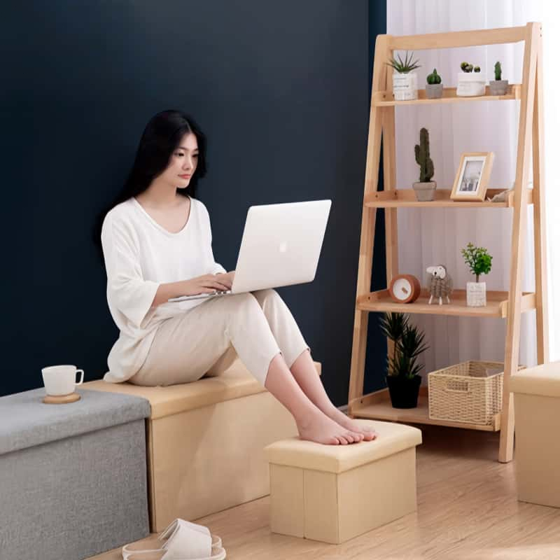 เก้าอี้สตูล โซฟาสี่เหลี่ยม พับได้ กล่องเก็บของนั่งได้ ทนทาน ใช้งานได้หลากหลาย พร้อมส่ง