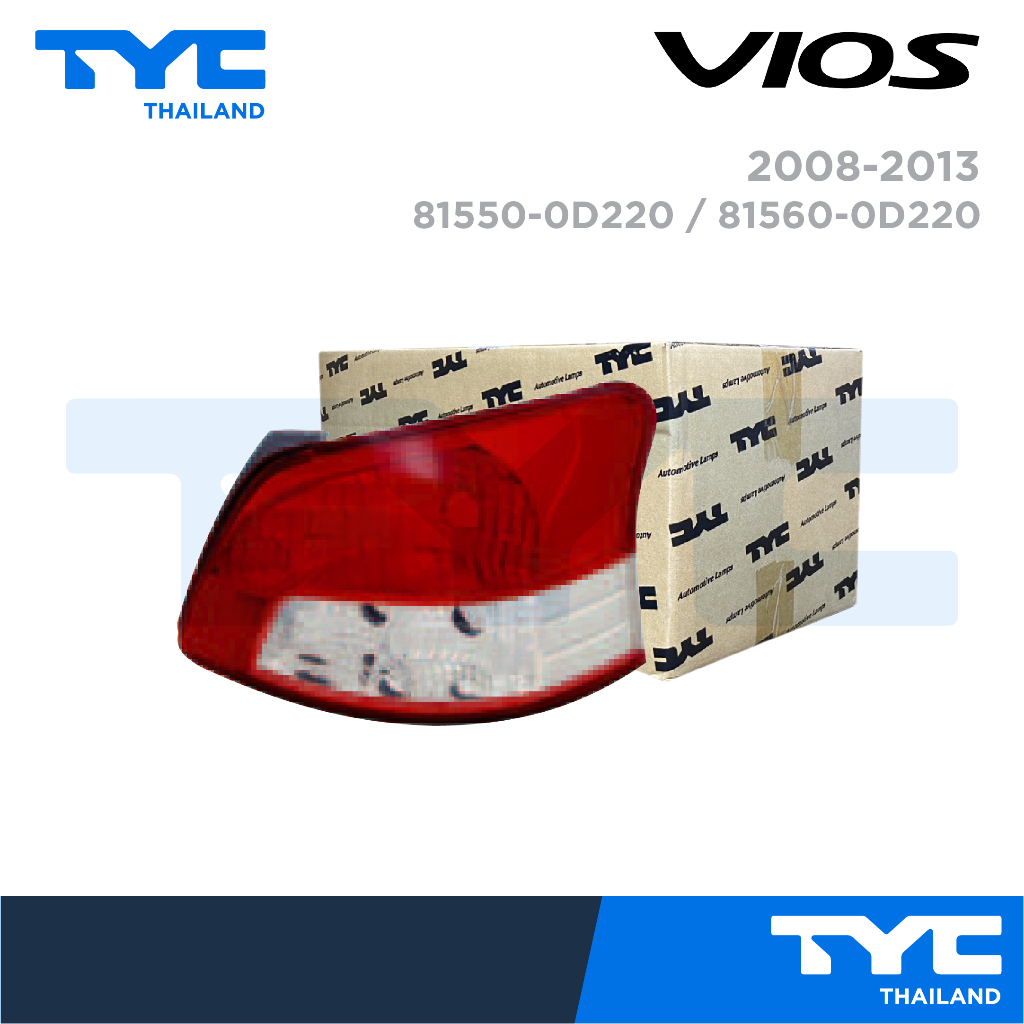 โคมไฟท้าย TYC สำหรับรถยนต์ TOYOTA VIOS รุ่นปี 2008-2013 ซ้าย (LH) / ขวา (RH)