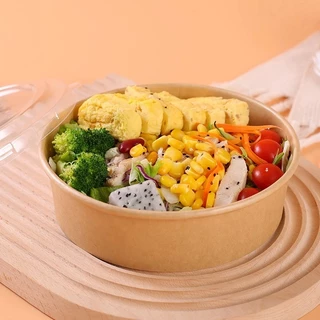 150ชุด / 300ชุด ถ้วยกระดาษ พร้อมฝา 500ml-1000ml Paper Bowl หนาขึ้น ชามกระดาษคราฟท์ พร้อมฝา ถาดกระดาษ กันน้ำ ทนร้อน