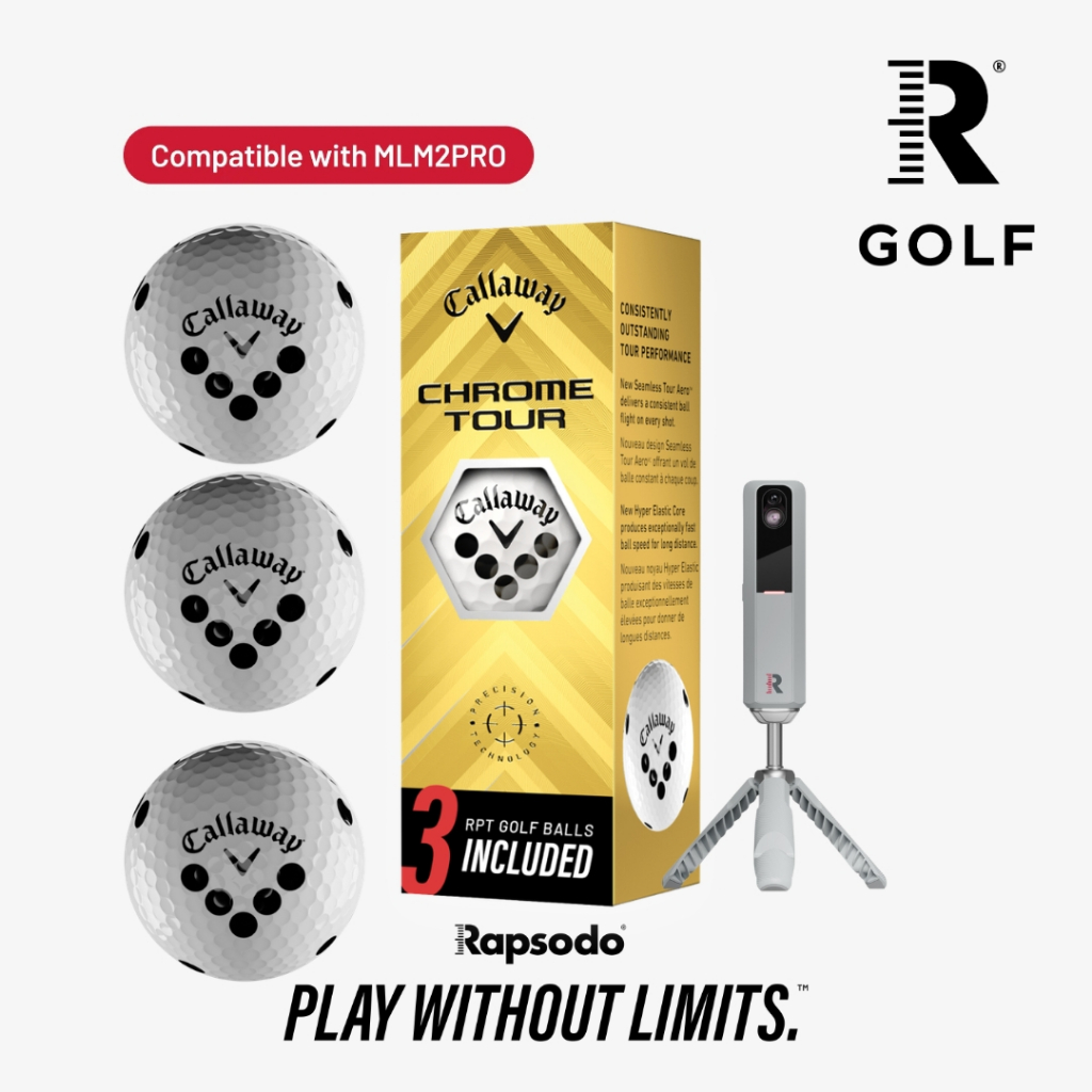 ลูกกอล์ฟ RPT balls [แพ็ค 3 ลูก]- Callaway® Chrome Tour  พร้อมลาย RPT™ สำหรับใช้งานกับ Rapsodo MLM2PR