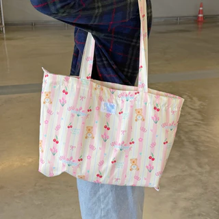 carryme -มีซิป🌹เปิดจอง tote bag/กระเป๋าผ้าลูกฟูก ใส่ไอแพด สมุด หนังสือได้ มีช่องใน〰️แถมโบว์ สุ่มค่ะ