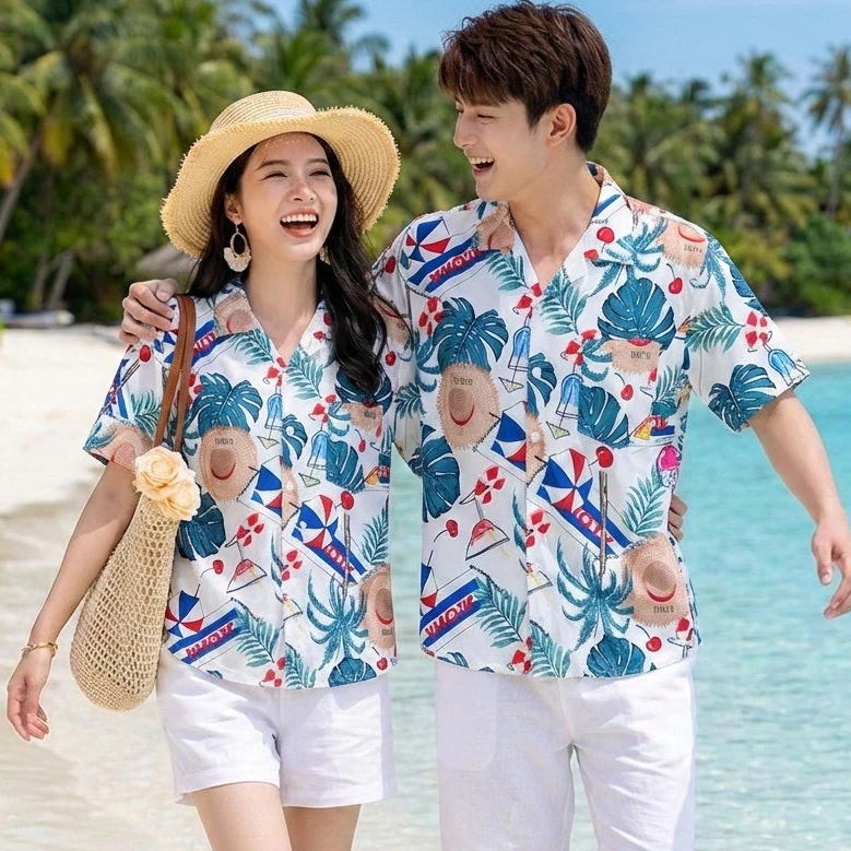 Pink3130 เสื้อฮาวายลายใหม่2026 KTIER ทรงวัยรุ่น หญิงชายใส่ได้ ผ้าโพลีพรีเมี่ยม ไซส์38-56นิ้ว งานปัาย ลายคมชัด **1ตัว**