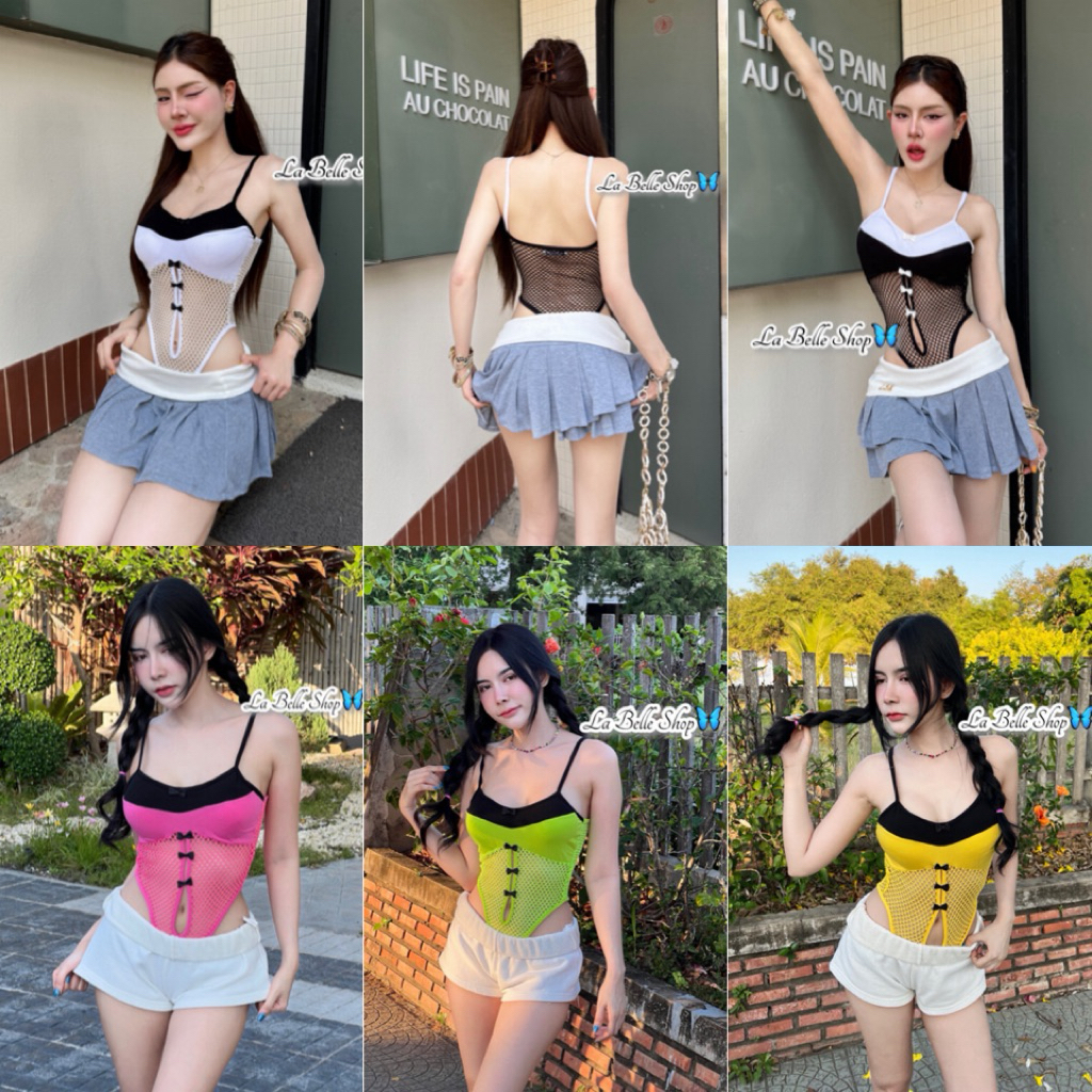 💕ShopBypuy💕บอดี้สูทสายเดี่ยวผ้าตาข่าย🔥