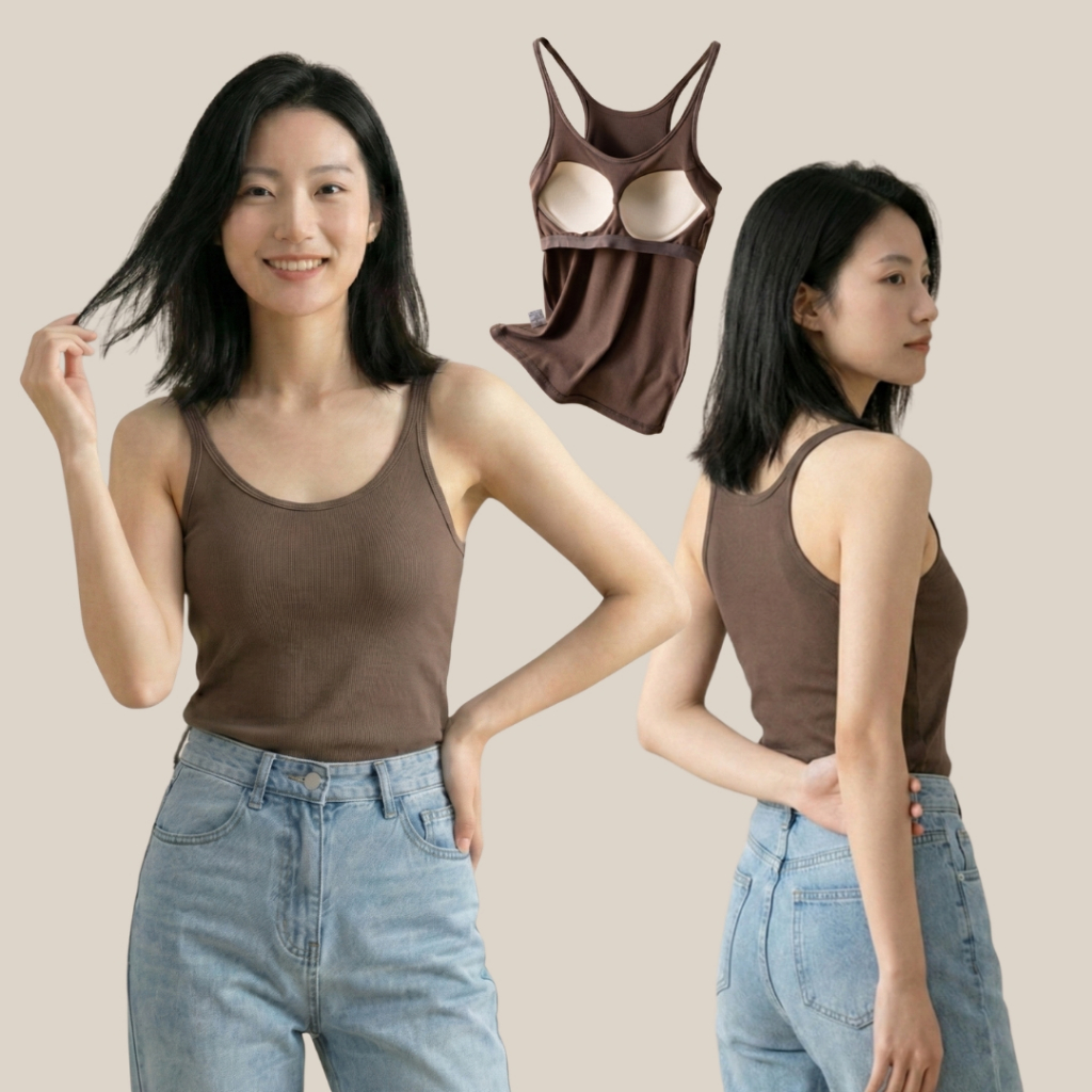 WsimpleBra | Kira Camisole เสื้อกล้าม สายเดี่ยว คอเว้า มีบราในตัว เลิกใส่ชุดชั้นในและซิลิโคลปิดจุก