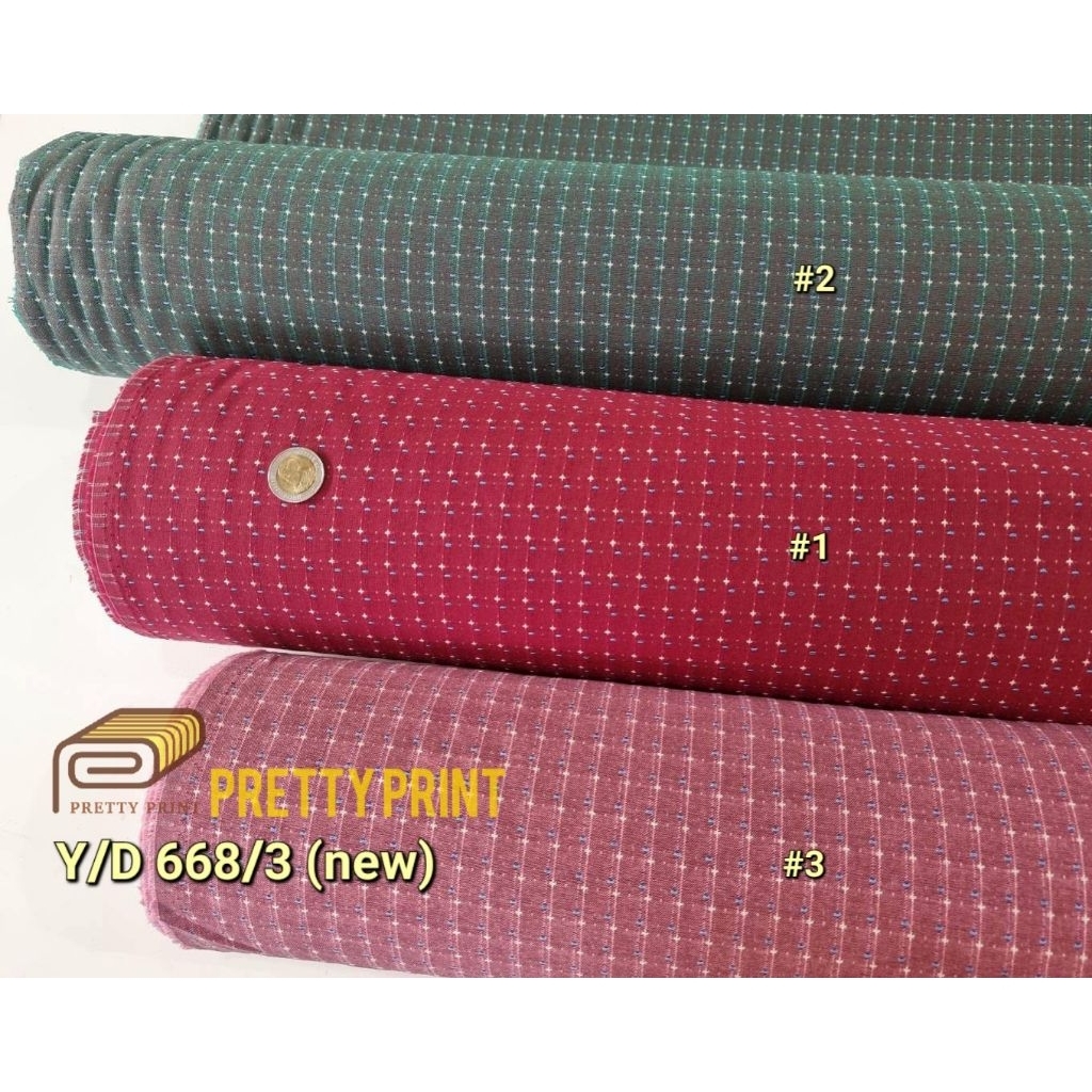Cotton Yarn Dyed (ผ้าทอ) 44"/45" Y/D 668/3 (new) (ขายเป็นหลา)