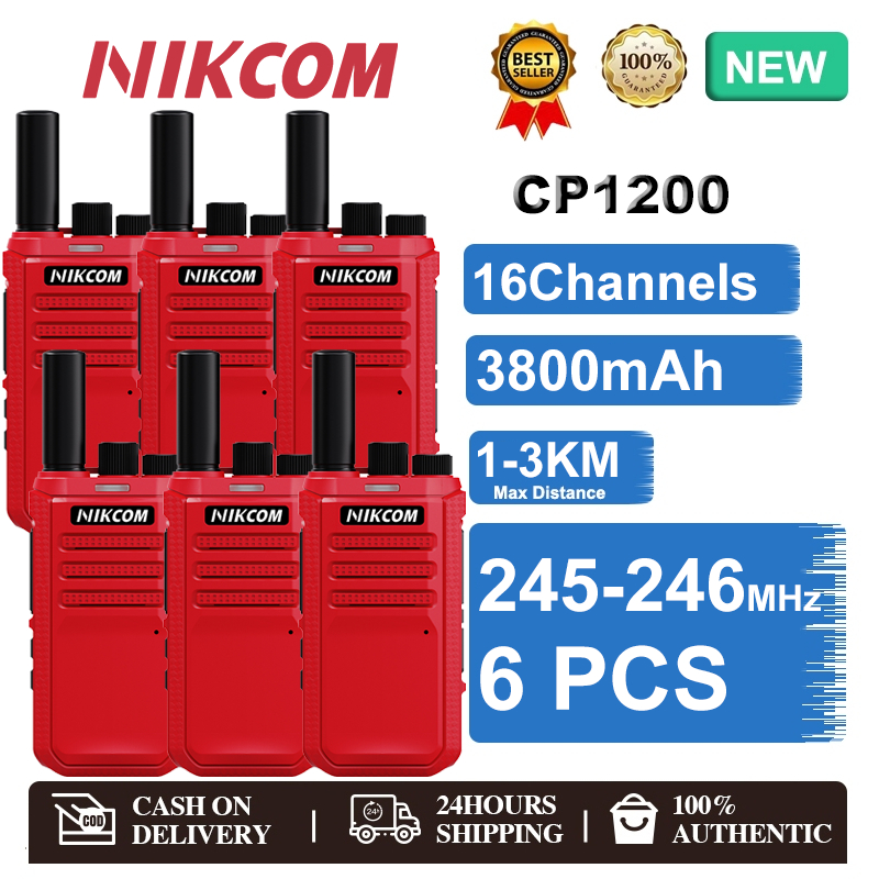 【Set of 6】NIKCOM CP1200 วิทยุสื่อสาร ระยะส่งสัญญาณ 3 กม. 245MHz ส่งไวจากไทย ทนทาน ชัดเจน สัญญาณแรง 3