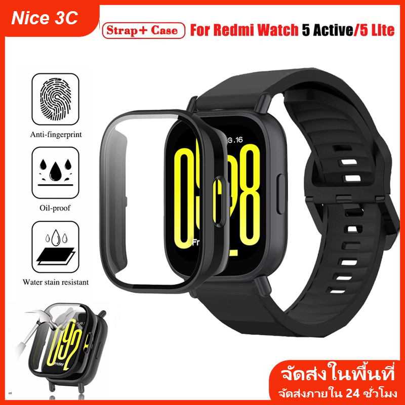 PC Case + สายซิลิโคนสำหรับ Redmi Watch 5 Active/ Lite สำหรับ Redmi Watch 3 Active/Lites สายคล้อง