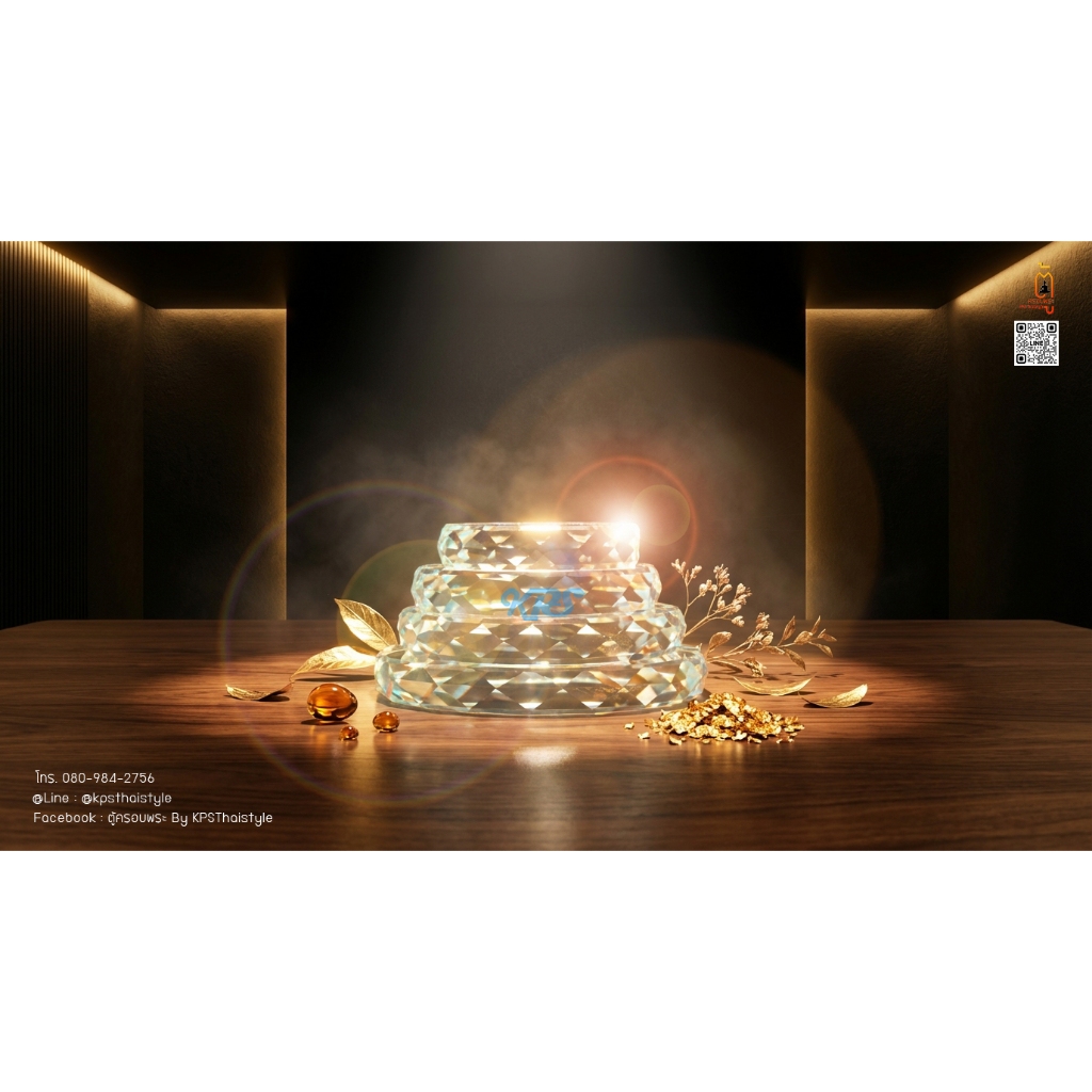 ฐานแก้วคริสตัลกลม ฐานแก้วกลม ฐานพระ ฐานรองพระ Crystal Clears Base ฐานเสริมความสูง