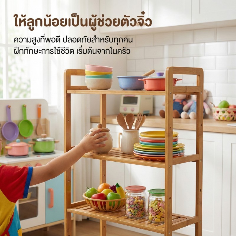 ชั้นวางของในครัว ชั้นวางของอเนกประสงค์ อุปกรณ์จัดเก็บของ มั่นคงและทนทาน ดีต่อสุขภาพและปราศจากสารฟอร์มาลดีไฮด์ รูปที่ 7