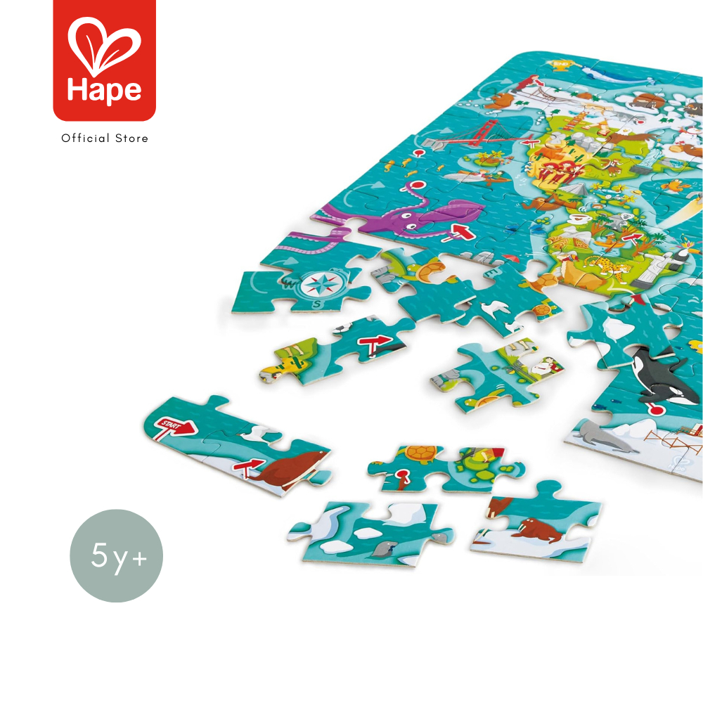 Hape 2-in-1 World Tour Puzzle and Game	เกมปริศนาแผนที่ทัวร์รอบโลก	5Y+ รูปที่ 4
