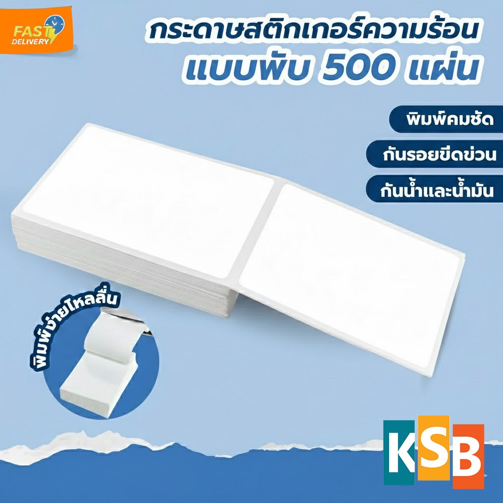 ราคาถูกที่สุด🔥 KSB กระดาษสติกเกอร์ความร้อน ใบปะหน้า Thermal label ทุกขนส่ง อักษรชัด