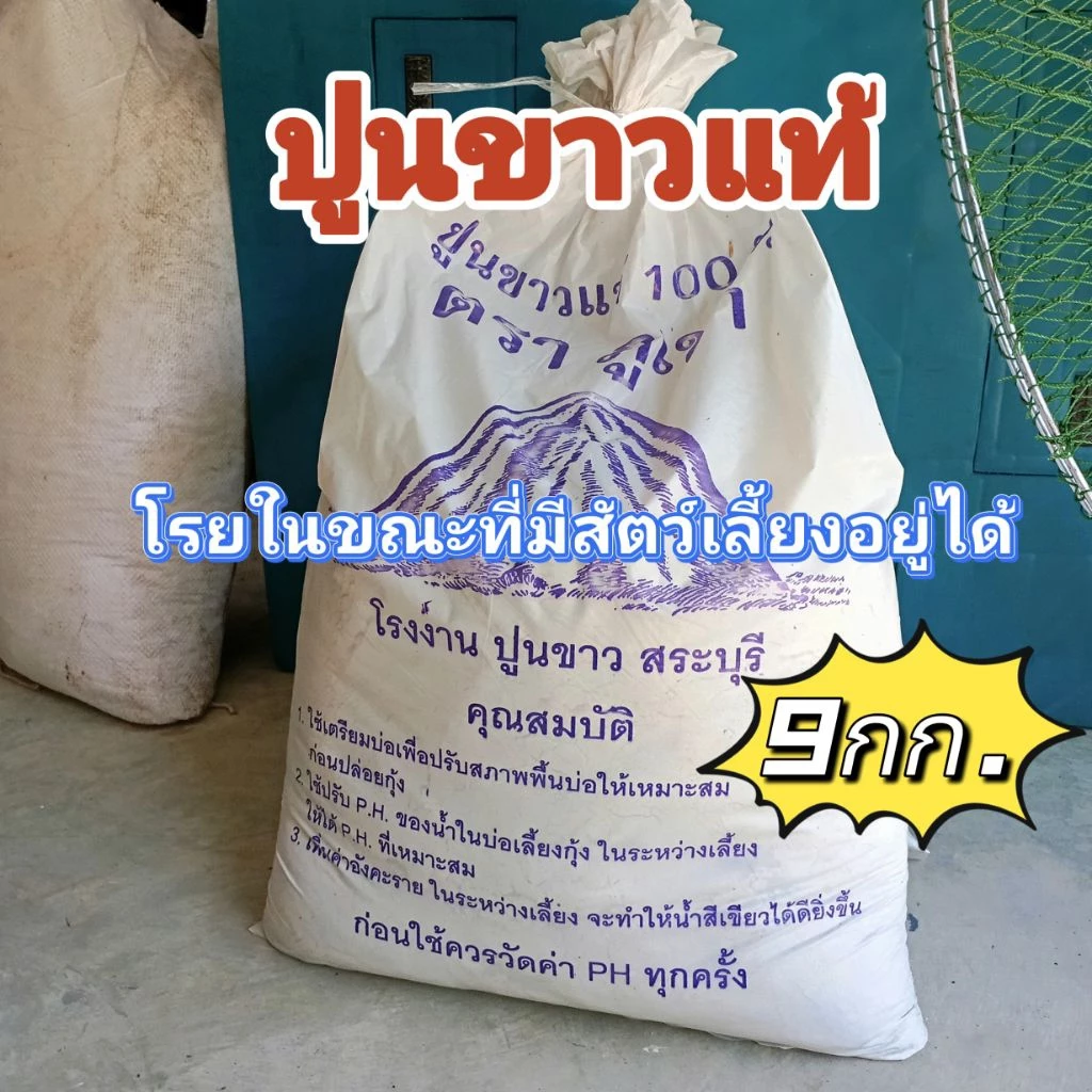 ปูนขาวโรยคอกสัตว์ โรยบ่อ โรยฆ่าเชื้อดับกลิ่น ตราภูเขา 9กก.