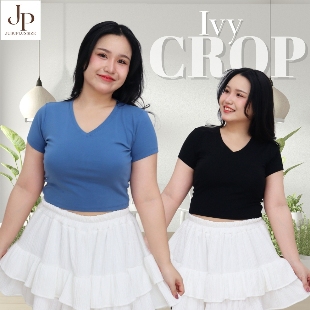 ส่งทันที!🛵เสื้อยืดคอวี เสื้อครอปสาวอวบ ไซส์สาวอวบ อก 34-46 นิ้ว ผ้ายูนิโคล พร้อมส่ง #576