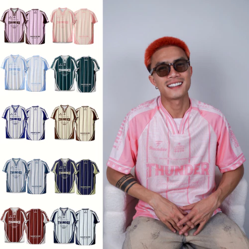 THUNDER คอวาย01 เสื้อกีฬาพิมพ์ลาย ทันสมัย