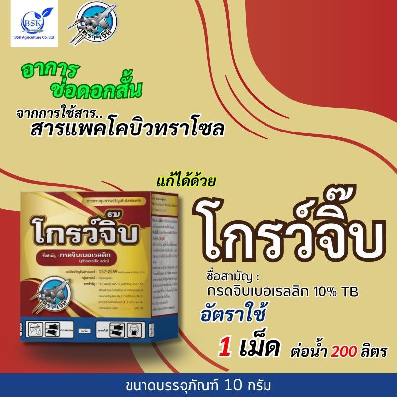 โกรว์จิ๊บ จิ๊บเม็ด กรดจิบเบอเรลลิก 10% TB ขนาด 10 กรัม (บ.เจ็ท)
