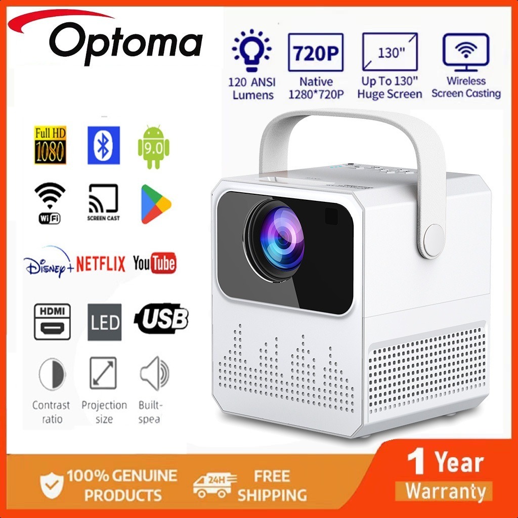 [COD]โปรเจคเตอร์ T2mini Projector เครื่องฉายหนังมินิ รุ่น T2 Mini Full HD ระบบ Android 11.0