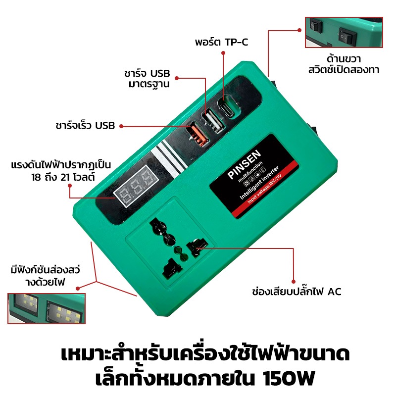 อินเวอร์เตอร์ PINSEN 150W รูปที่ 2