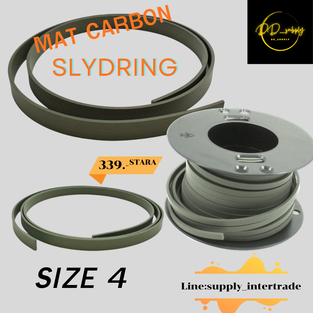 SLYDRING เทปประคอง เนื้อคาร์บอน หนา 4 Size 24.5X4/ 14.8X4/ 9.5X4/ 7.9X4/ 4X4 mm. ราคา/เมตร HALLITE