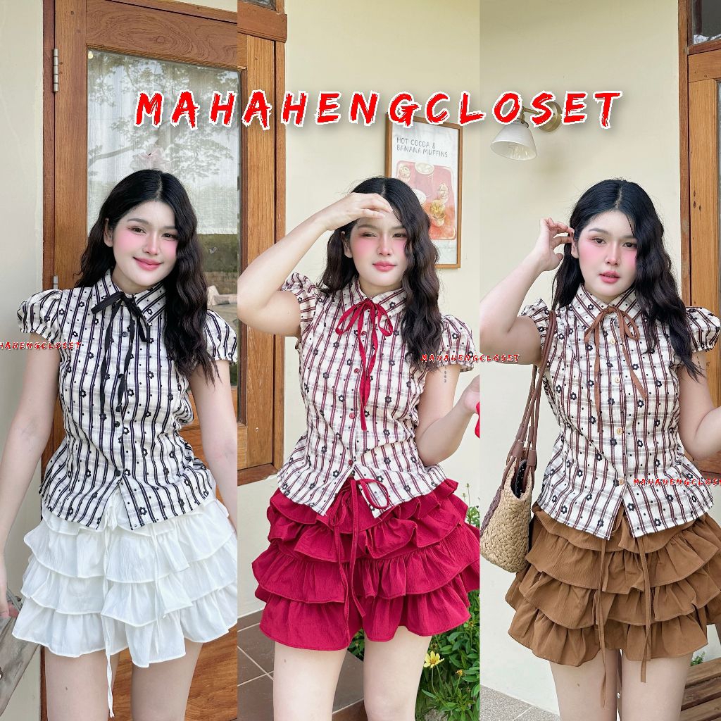 MahahengCloset เสื้อคอปก แขนตุ๊กตาหวานๆ งานกระดุมสุดฮิต ผ้านิ่มใส่สบาย ใส่แล้วน่ารักสุดๆๆ