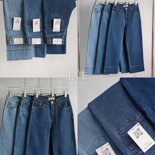 ยีนส์ป้ายEVE รหัส 5505 ทรงกระบอกกลาง ขาเต่อ แต่งปลายขาเย็บตัดต่อ ผ้ายืดนุ่ม