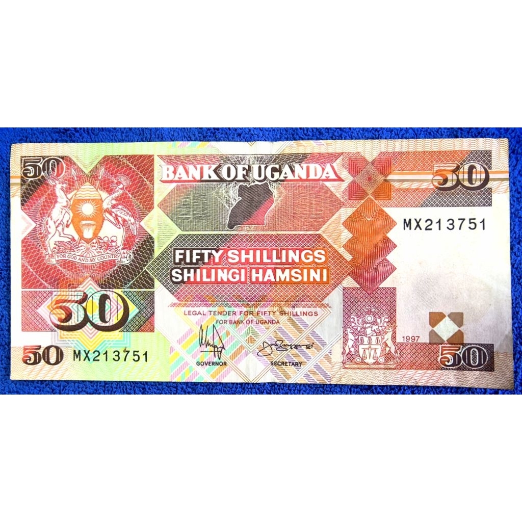 แบงก์รุ่นเก่า ใช้แล้ว อูกันดา Uganda, 50 Shillings, B1049
