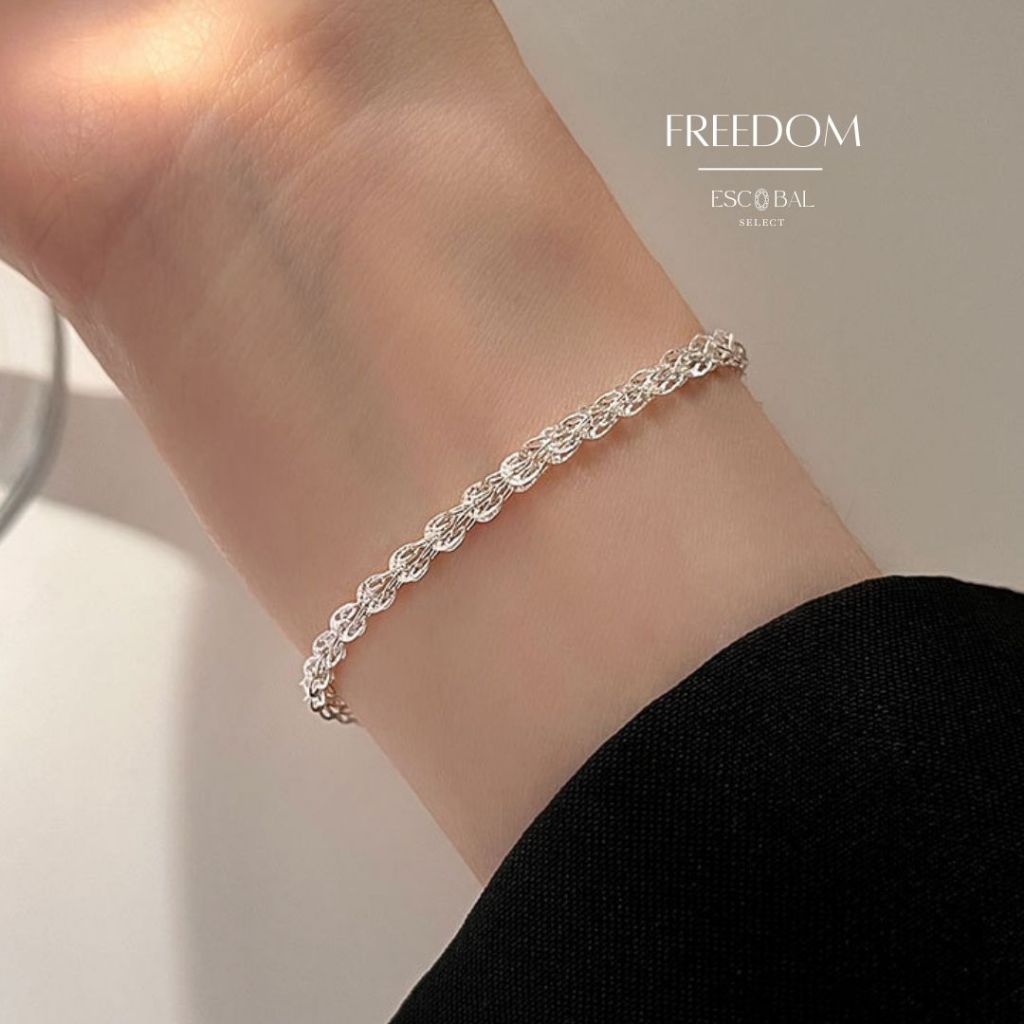 ESCOBAL กําไลเงิน Freedom สร้อยข้อมือเงินแท้ กำไลแฟชั่น สร้อยข้อ ข้อมือเงิน มีเอกลักษณ์ ปรับขนาดได้