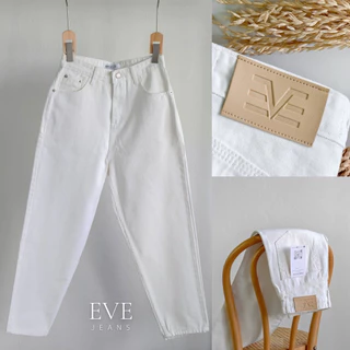 ยีนส์ป้ายEVE ทรงมัม สีขาว ผ้าไม่ยืด รหัส 9911-6