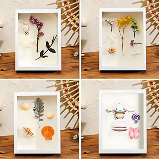 กล่องใส่ดอกไม้ ล่องใส่ดอกไม้ กรอบรูป ไม้ใส่ดอกไม้แห้ง 3D ลึก 5ซม. DIY สไตล์มินิมอล วางได้แนวตั้ง-นอน มีรูแขวน แต่งบ้าน