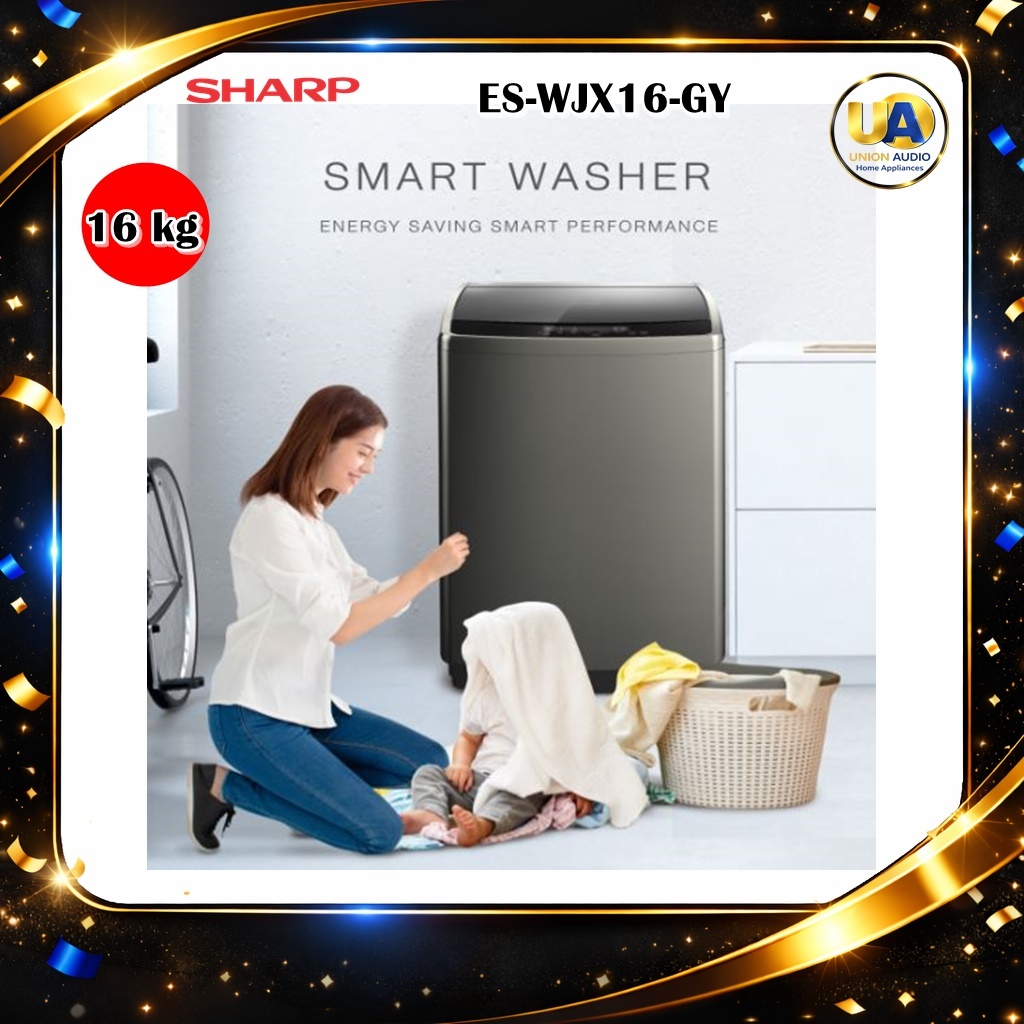 Sharp เครื่องซักผ้า ฝาบน ES-WJX16 -GY 16 kg DD Inverter Motor ประหยัดพลังงาน และลดเสียงรบกวน es-wjx16