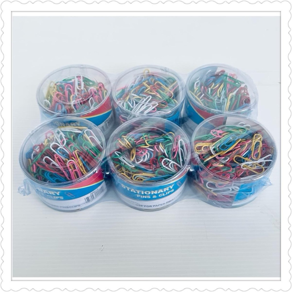 คลิปหนีบกระดาษคละสีในกระปุก 1กระปุก260pcs ยกโหล12กระปุก
