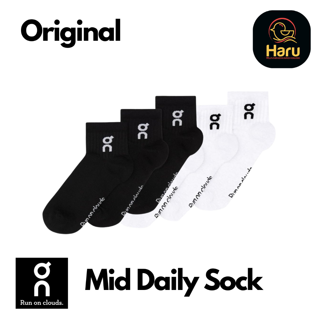 (ของแท้)On Cloud Daily Mid Sock 3P :ถุงเท้า On สำหรับใส่ประจำวัน