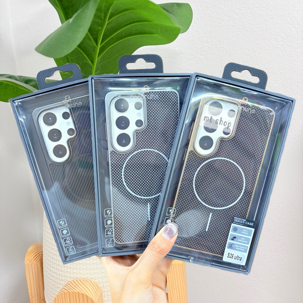 💥(พร้อมส่ง)Popphone Case สำหรับSamsung S26ultra เคสลายเคฟล่า มีแม่เหล็กชาร์จ