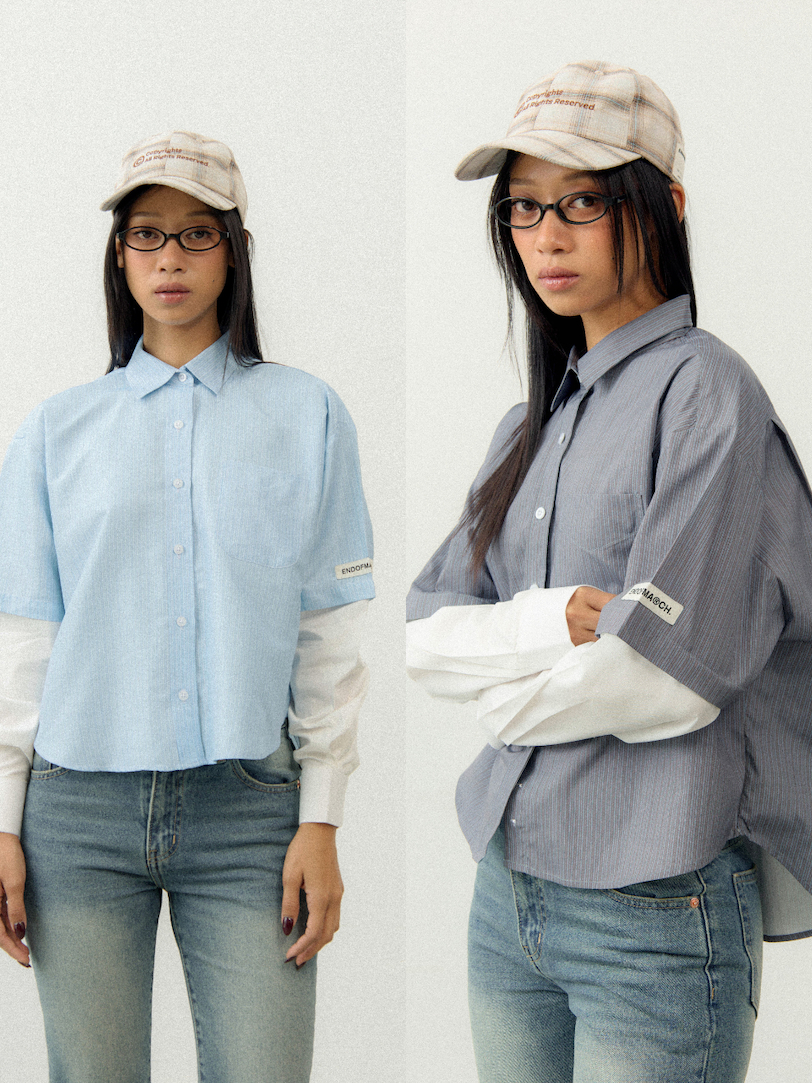 ENDOFMARCH | BONDI LAYERED SHIRT เสื้อเชิ้ตแขนต่อ