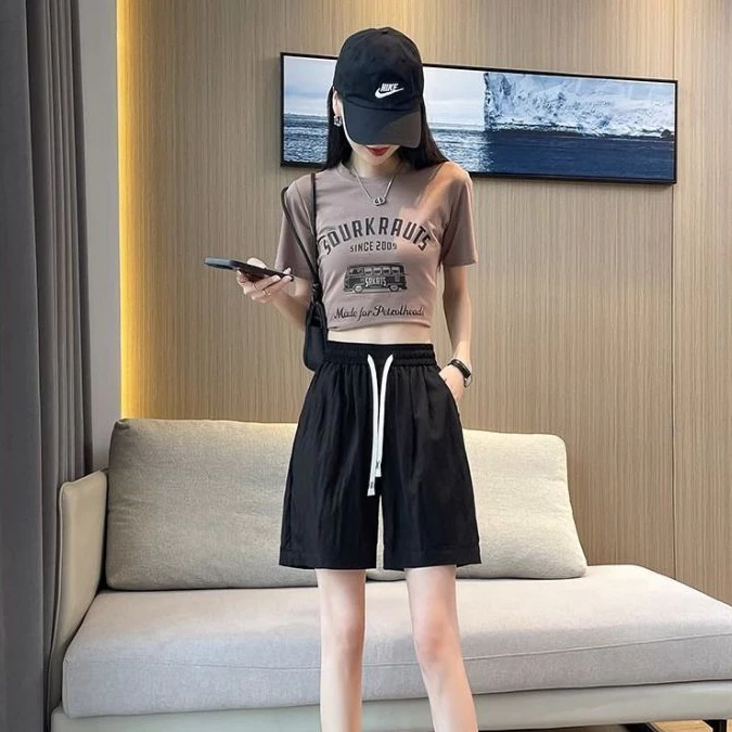 กางเกงขาสั้นผ้าไหมผู้หญิง สไตล์อเมริกัน thumbnail 4