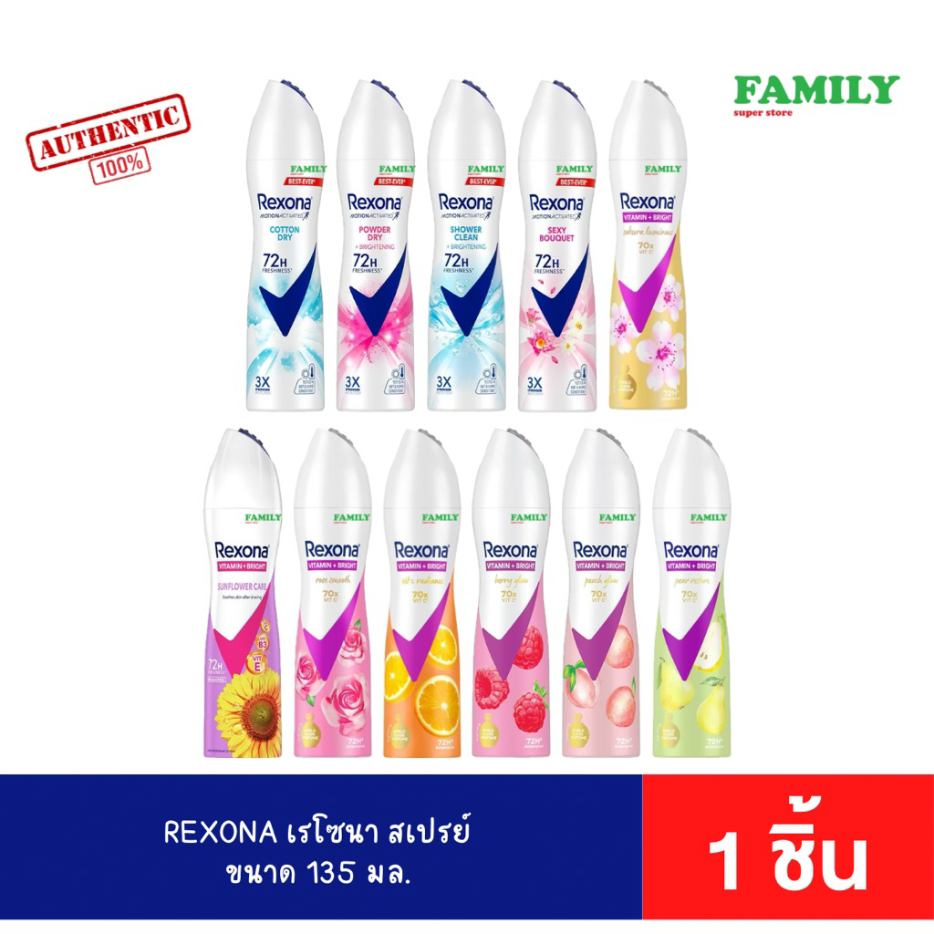 REXONA เรโซน่า สเปรย์ ระงับกลิ่นกาย ขนาด 135 มล. [1 ชิ้น]* ราคา ถูกที่สุด ดีลบีเคเค