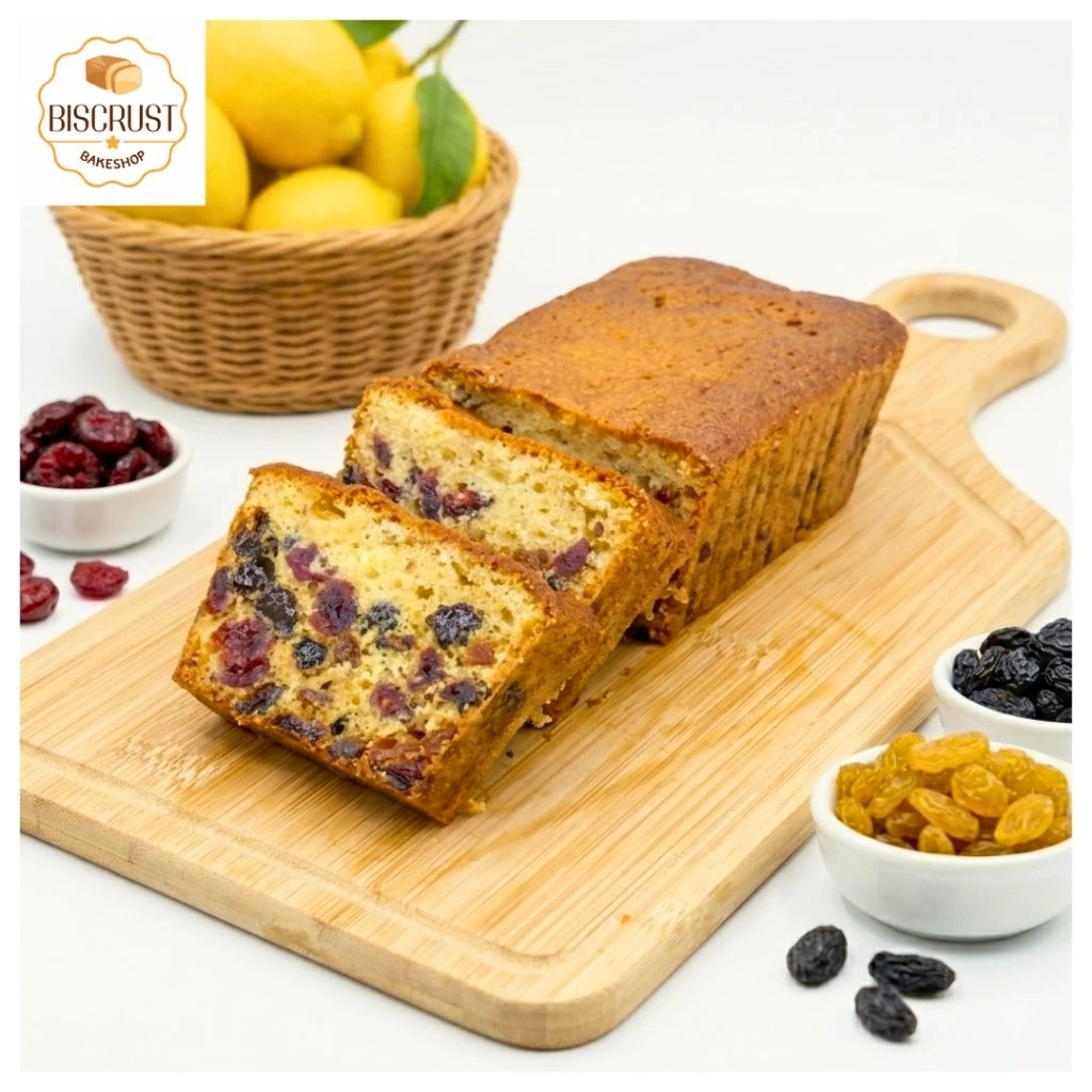 เค้กเลม่อนแครนเบอร์รี่ [Lemon Cranberry & Raisins Cake] หอมกลิ่นเลม่อนแท้ ใส่ผลไม้แห้งเต็มโลฟ