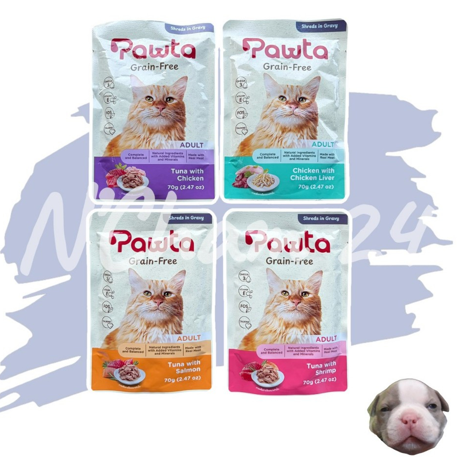 Pawta พอวต้า ขนาด 70 กรัม อาหารเปียกแมว เกรดเกรนฟรี ไม่เติมเกลือ สูตร Complete & Balanced