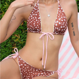 summer locker บิกินี่ผูกหน้าลายกวางใส่ได้สองด้าน baby clara …
