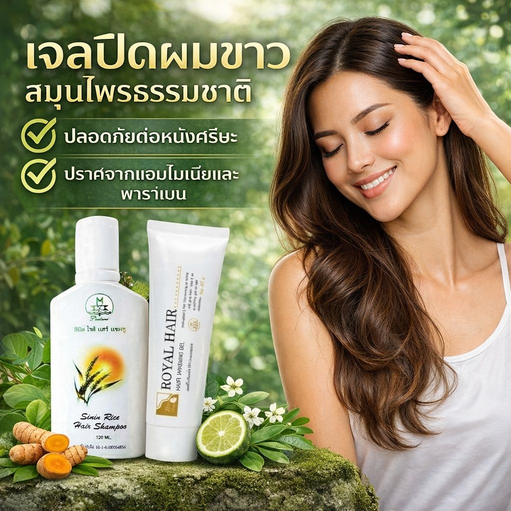 เจลปิดผมขาว(เชตคุ้ม)+แชมพูปรับสภาพผมก่อนทำสี ช่วยให้เจลปิดผมขาวติดง่ายขึ้น- แชมพูสีนิล