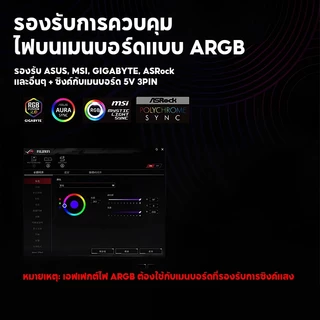 พัดลมระบายความร้อน 12cm Dual Ring RGB Cooling Fan แสงสะท้อนสีสันสดใส ไฟหมุน 12V แสงสะท้อนสีสันสดใส พัดลมระบายความร้อน