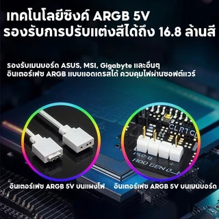 พัดลมระบายความร้อน 12cm Dual Ring RGB Cooling Fan แสงสะท้อนสีสันสดใส ไฟหมุน 12V แสงสะท้อนสีสันสดใส พัดลมระบายความร้อน
