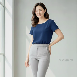 Dressii me - Chic Collection U Top - เสื้อครอปคอกลม ทรงตรงใส่สบาย ดีไซน์เรียบๆ ไม่ตกเทรนด์