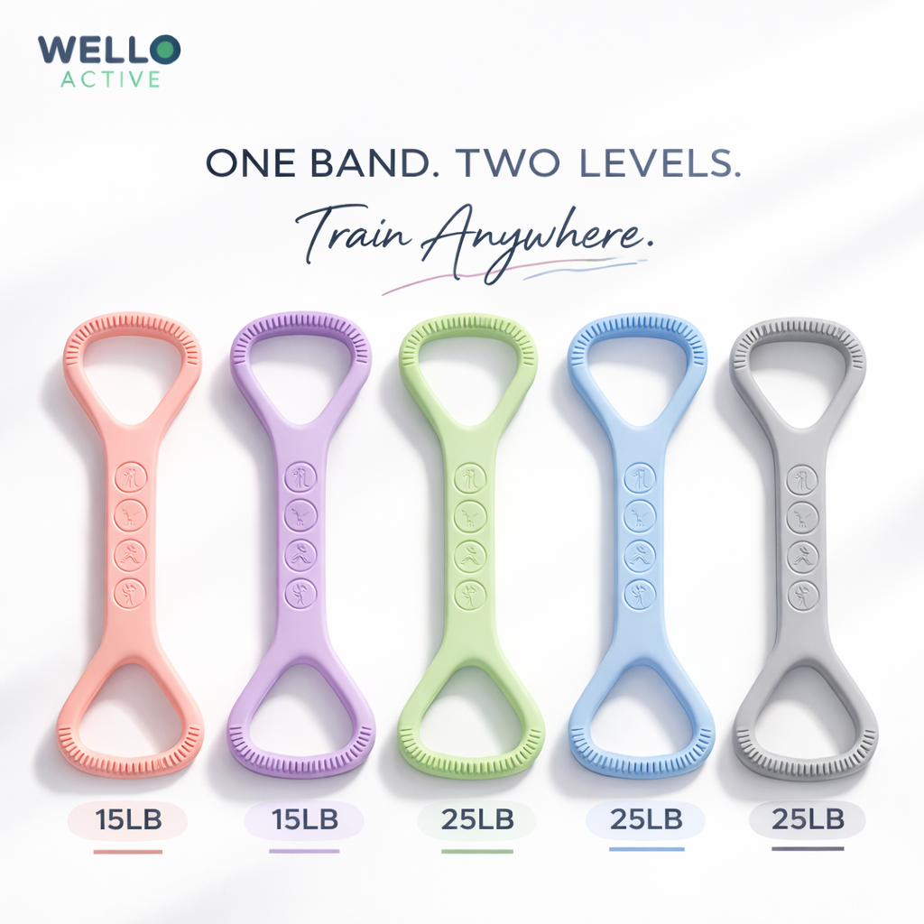 ยางยืดออกกำลังกาย 8 รูป ซิลิโคน Wello Flexi Band 15LB 25LB มีห่วงจับ เปิดไหล่ ดึงหลัง
