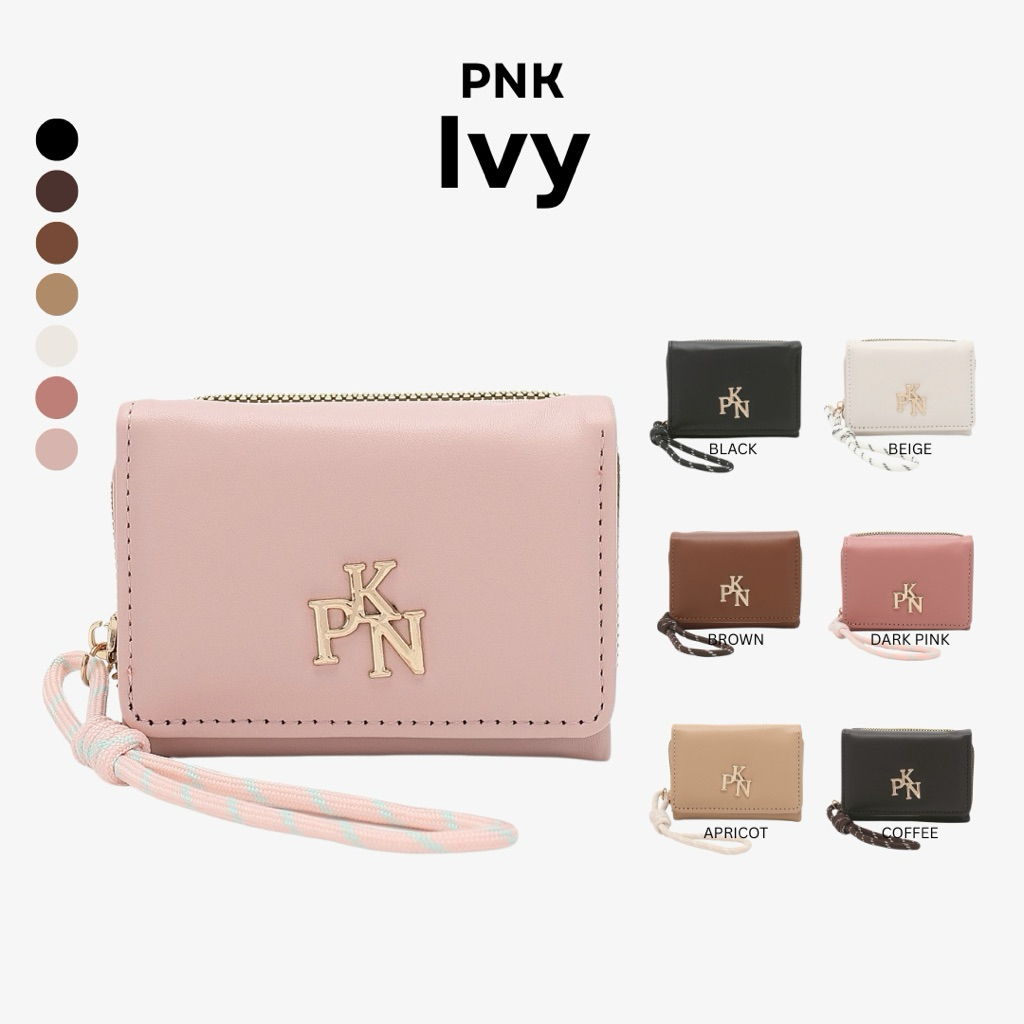 [PINKY] Ivy Wallet (ไอวี่) : กระเป๋าสตางค์แบบ 3 พับ พกพาง่าย หัวซิปเชือก