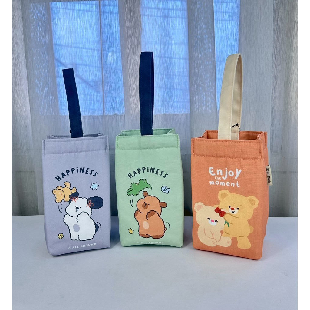 Moshi Moshi กระเป๋าใส่แก้ว กระเป๋าเก็บความร้อน กระเป๋าเก็บความเย็น สำหรับแก้ว ลายน่ารัก