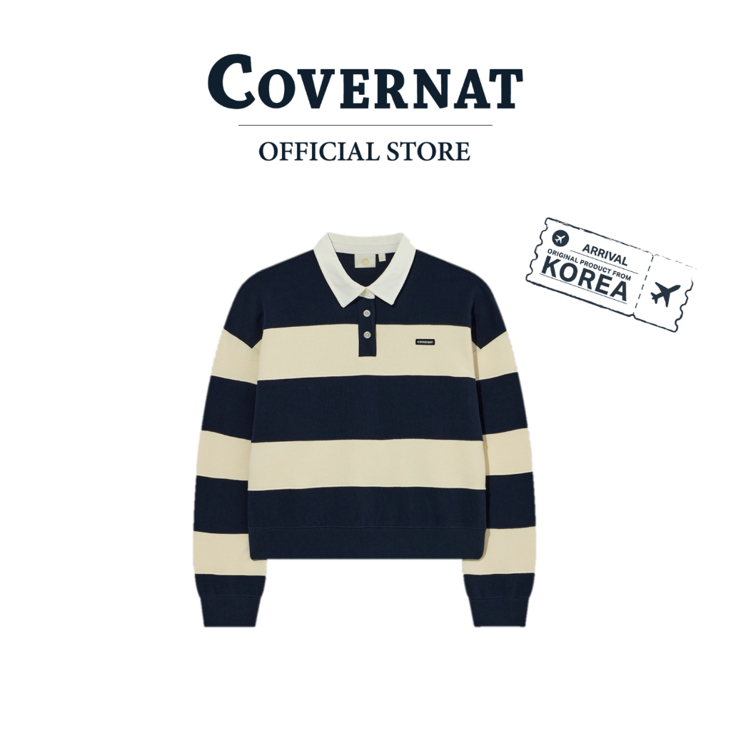 COVERNAT เสื้อแขนยาวรุ่น Women Rugby Sweatshirt Navy/Yellow (70031SRBSWF_S6NAYL)